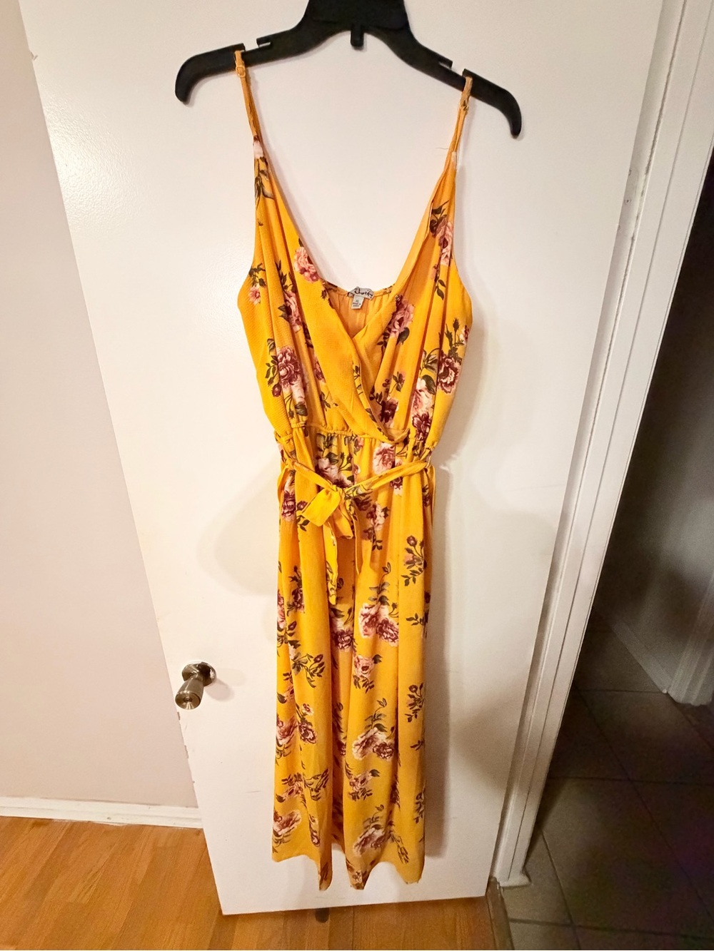 Yellow Floral Spaghetti Strap Jumpsuit